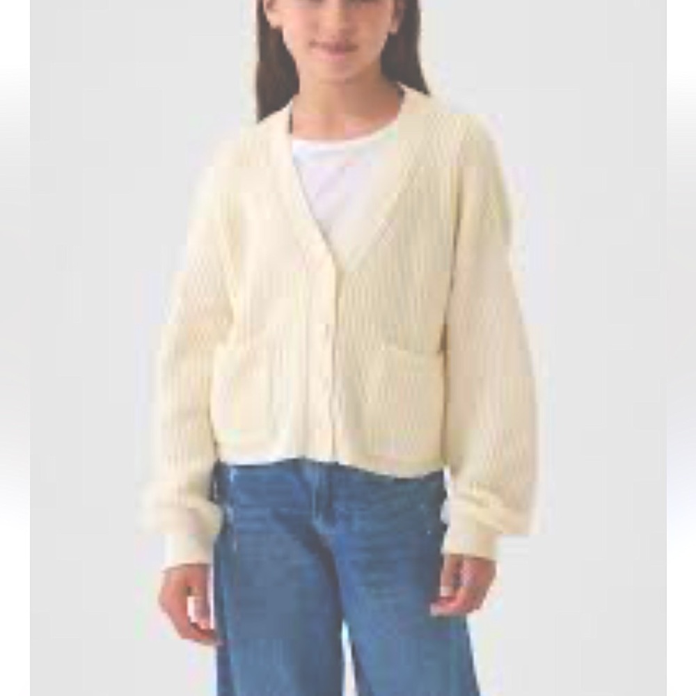 NEW B.República 💯 Cotton Knitted V-neck Bottom Up Cream Kong Sleeve Size M